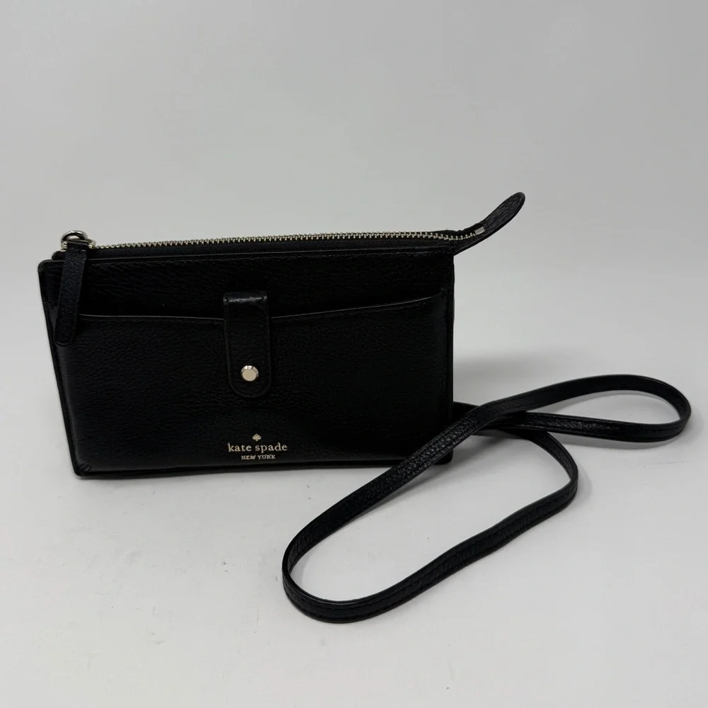 KATE SPADE Black Larchmont Avenue Wallet with Removable Crossbody Strap - Picture 2 of 8